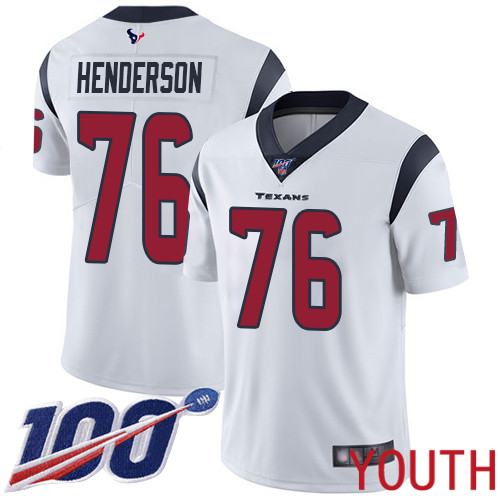 Houston Texans Limited White Youth Seantrel Henderson Road Jersey NFL Football #76 100th Season Vapor Untouchable->youth nfl jersey->Youth Jersey